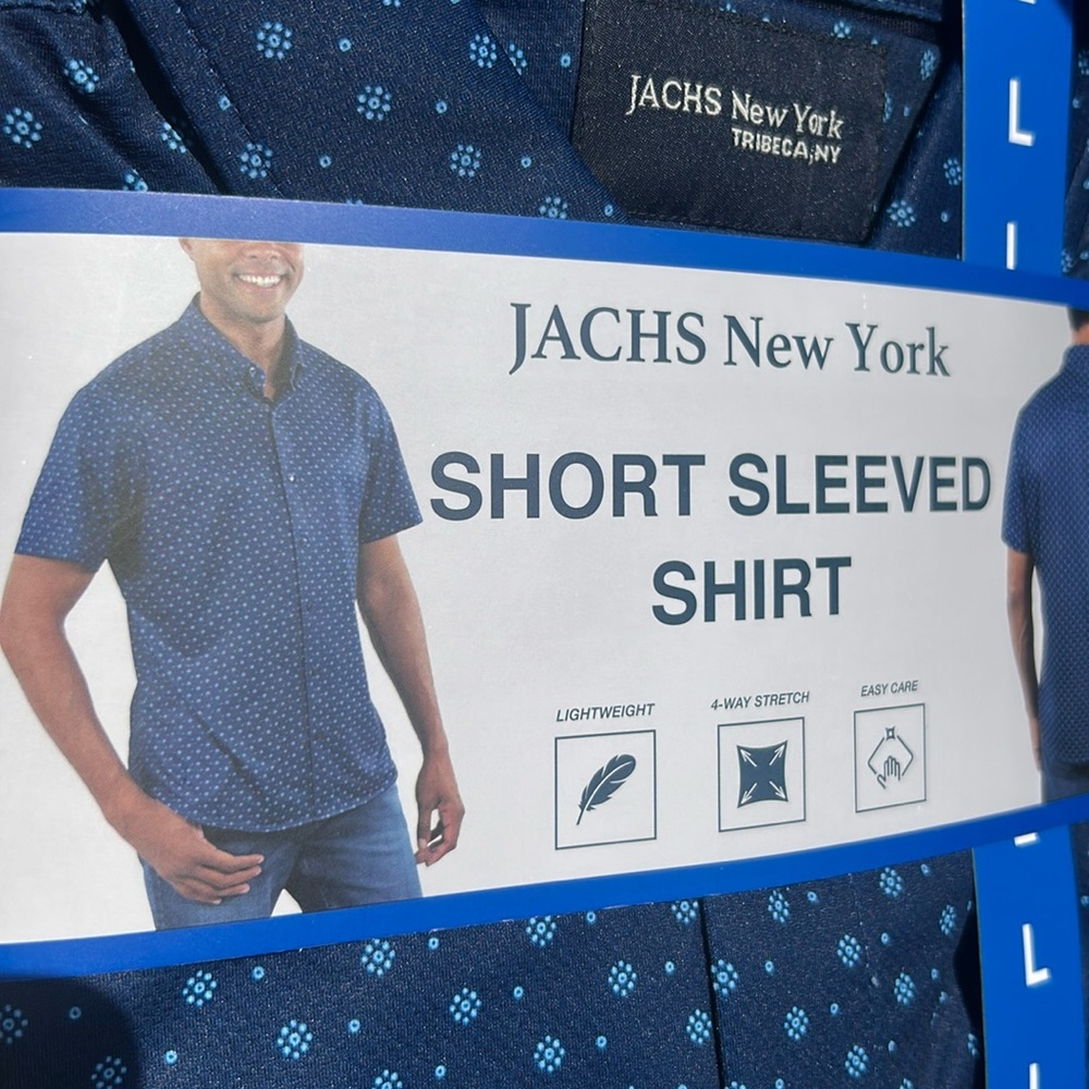 Jachs New York Blue Short Sleeved Shirt L,XL NWT